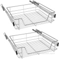 2x 60cm Telescopic Chrome-plated Pull-out Kitchen Basket